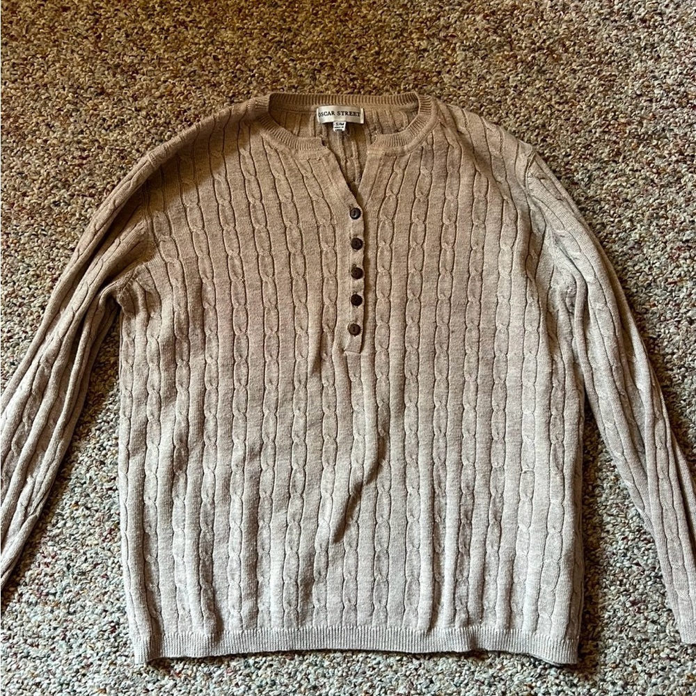 Oscar Street Beige Cable Knit Sweater